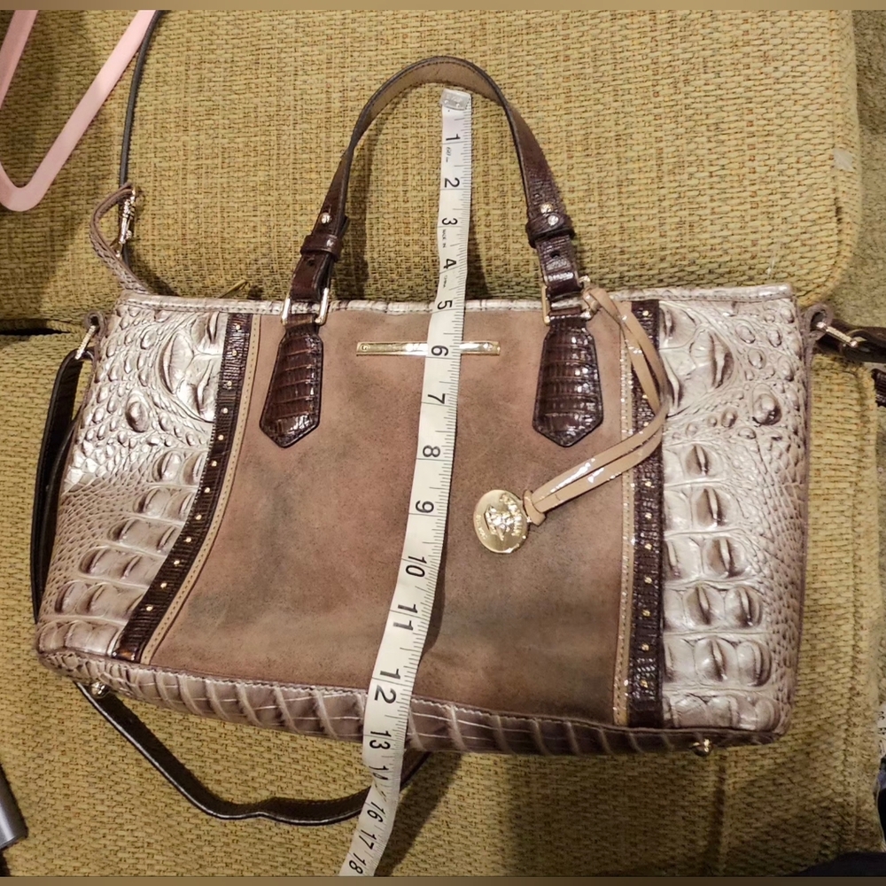 Brahmin Autantic Vintage Tuscan Addison Suede & Croc Leather Satchel - - Picture 14 of 16